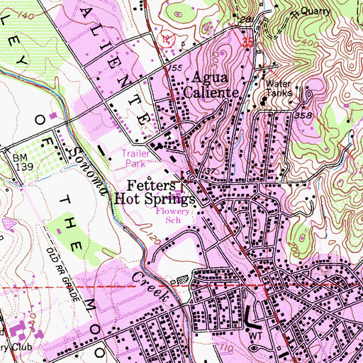 Topographic Map of Fetters Hot Springs, CA