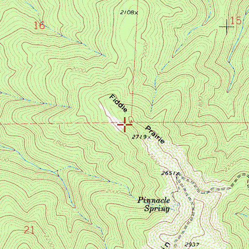 Topographic Map of Fiddle Prairie, CA