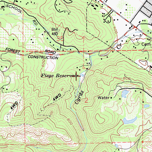 Topographic Map of Fiege Reservoir, CA