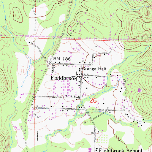 Topographic Map of Fieldbrook, CA