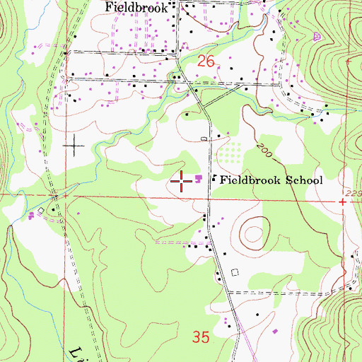Topographic Map of Fieldbrook Elementary School, CA