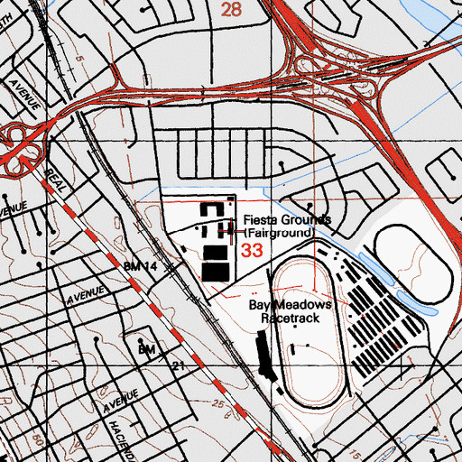 Topographic Map of Fiesta Grounds, CA