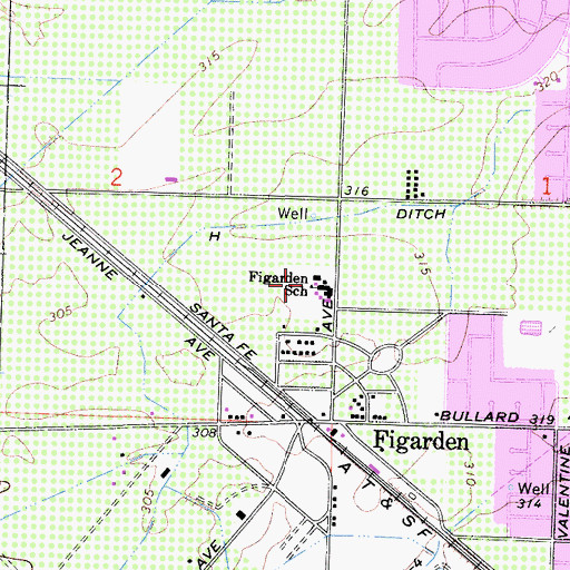 Topographic Map of Figarden Elementary School, CA