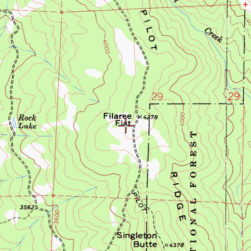 Topographic Map of Filaree Flat, CA