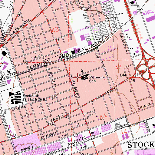 Topographic Map of Fillmore Elementary School, CA