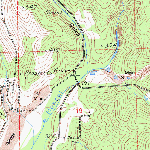Topographic Map of Fine Gold Gulch, CA