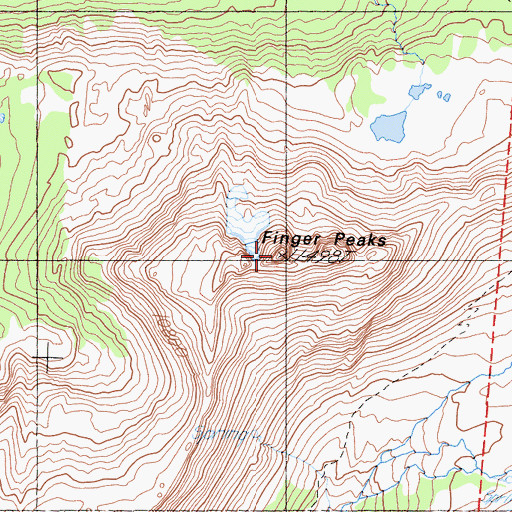 Topographic Map of Finger Peaks, CA