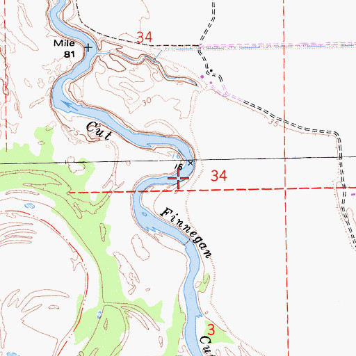 Topographic Map of Finnegan Cut, CA