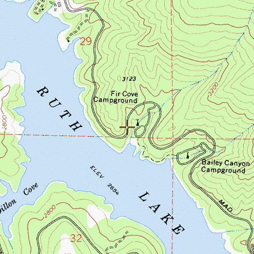 Topographic Map of Fir Cove Campground, CA