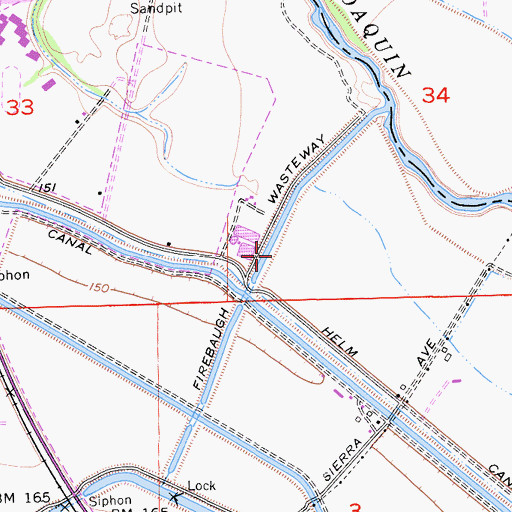 Topographic Map of Firebaugh Wasteway, CA