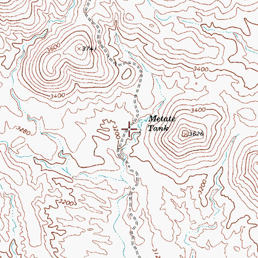 Topographic Map of Metate Dam, AZ