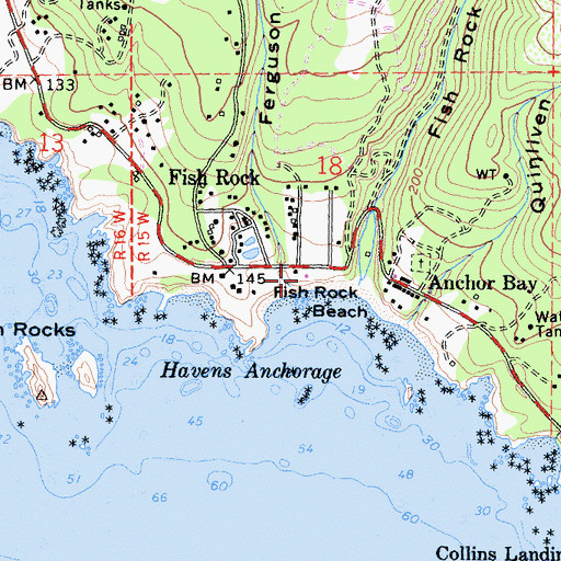 Topographic Map of Fish Rock Beach, CA