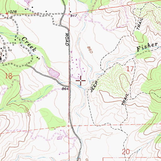 Topographic Map of Fisher Creek, CA
