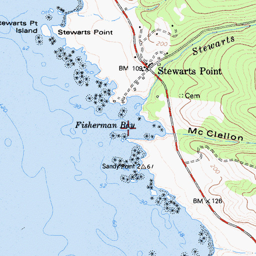 Topographic Map of Fisherman Bay, CA