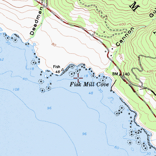 Topographic Map of Fisk Mill Cove, CA