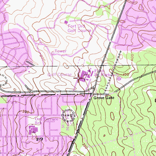 Topographic Map of Seaside Middle School, CA