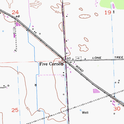 Topographic Map of Five Corners, CA