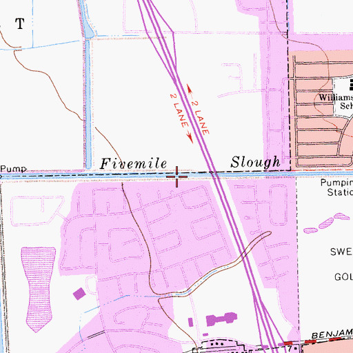 Topographic Map of Fivemile Slough, CA