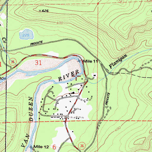 Topographic Map of Flanigan Creek, CA