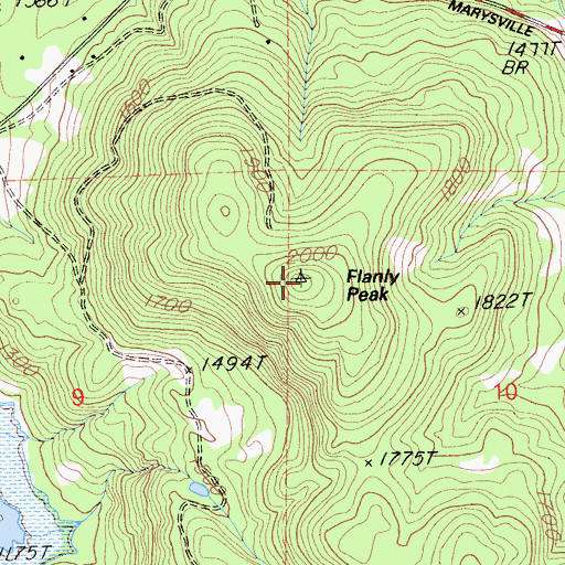 Topographic Map of Flanly Peak, CA