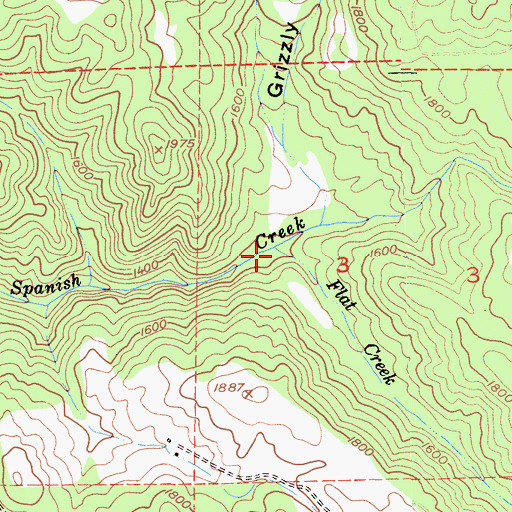 Topographic Map of Flat Creek, CA