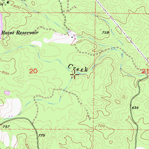 Topographic Map of Flat Creek, CA