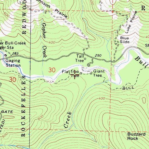 Topographic Map of Flat Iron Tree, CA