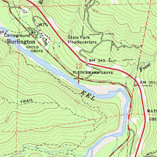 Topographic Map of Fleischmann Grove, CA