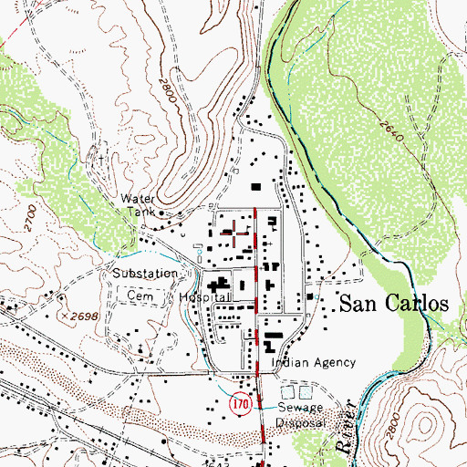 Topographic Map of Rice Elementary School, AZ