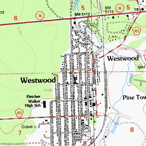 Topographic Map of Fletcher Walker Elementary School, CA