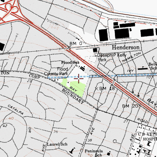 Topographic Map of Flood County Park, CA