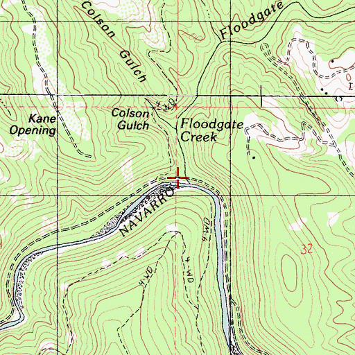 Topographic Map of Floodgate Creek, CA