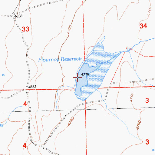 Topographic Map of Flournoy Reservoir, CA