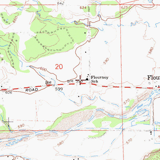 Topographic Map of Fluornoy Elementary School, CA