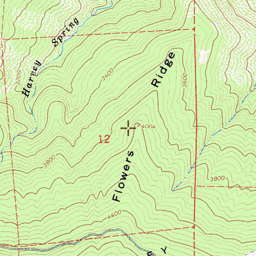 Topographic Map of Flowers Ridge, CA