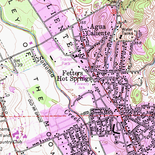 Topographic Map of Flowery Elementary School, CA