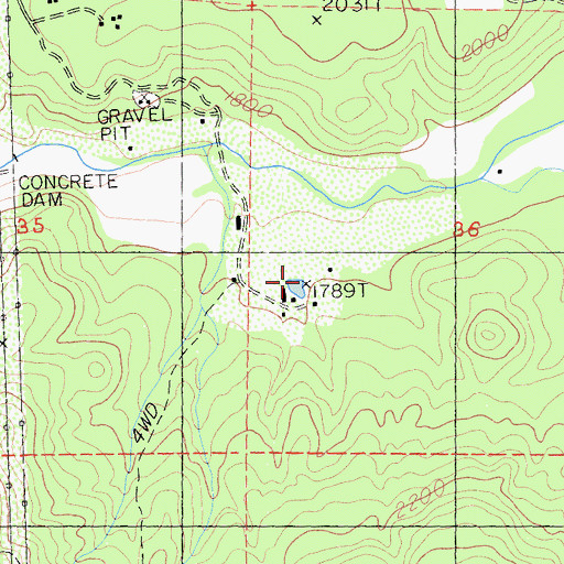 Topographic Map of Fluhart Basin, CA