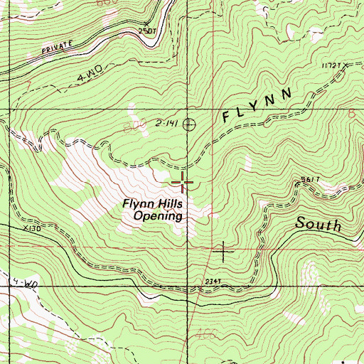 Topographic Map of Flynn Hills Opening, CA