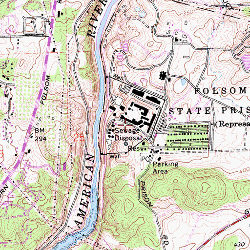 Topographic Map of Folsom State Prison, CA