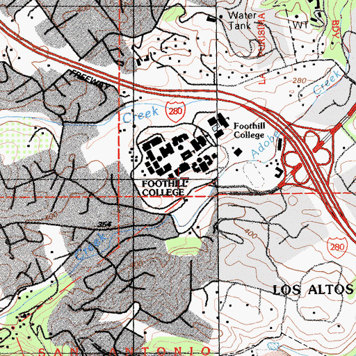 Topographic Map of Foothill College, CA