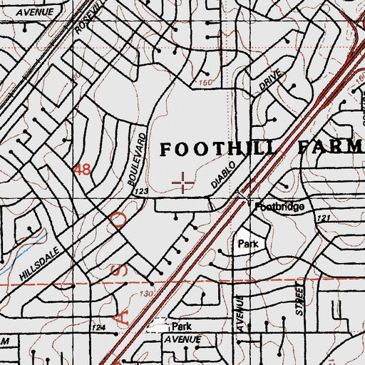 Topographic Map of Foothill Farms Junior High School, CA