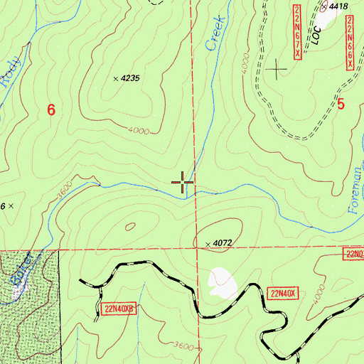 Topographic Map of Foreman Creek, CA