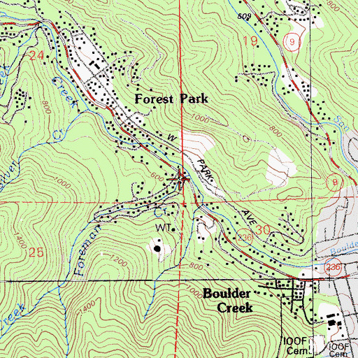 Topographic Map of Foreman Creek, CA