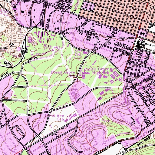 Topographic Map of Forest Grove Elementary School, CA