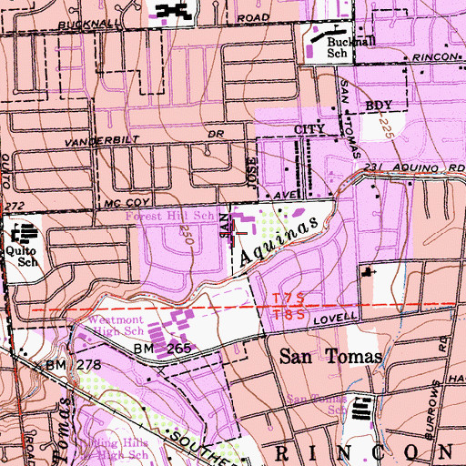 Topographic Map of Forest Hill Elementary School, CA