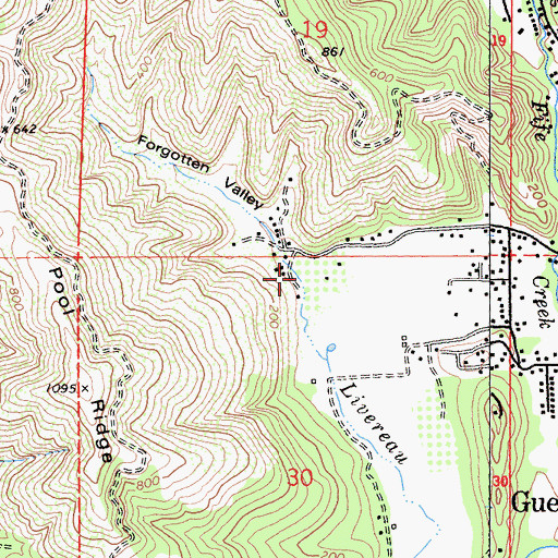 Topographic Map of Forgotten Valley, CA