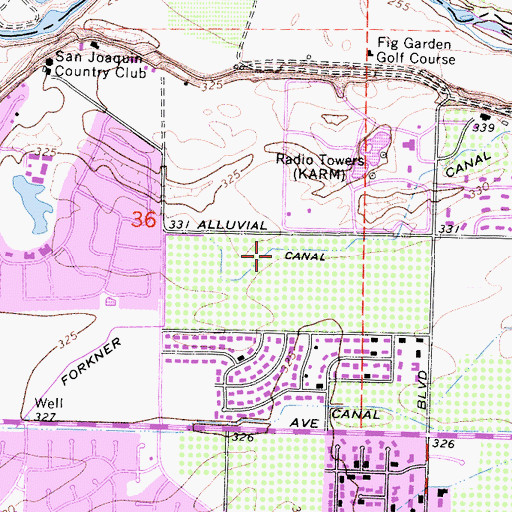Topographic Map of Forkner Alluvial Canal, CA