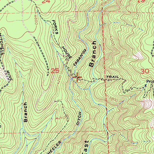 Topographic Map of Forks House Trail, CA