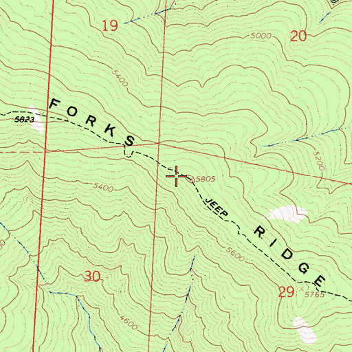 Topographic Map of Forks Ridge, CA