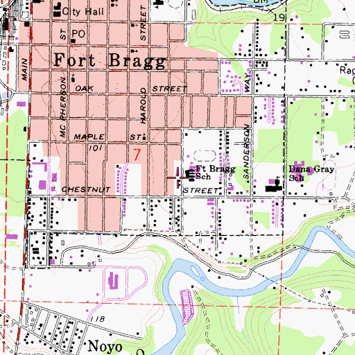 Topographic Map of Redwood Elementary School, CA